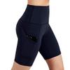 JOFOW Womens Cycling Shorts Solid Skinny Stretch Side Pocket Leggings Thigh Length Slim Workout Fitness Sports Mini Pants (XL,Navy) view 3