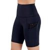 JOFOW Womens Cycling Shorts Solid Skinny Stretch Side Pocket Leggings Thigh Length Slim Workout Fitness Sports Mini Pants (XL,Navy) view 4