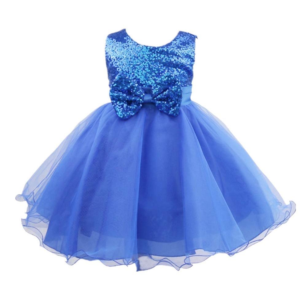 Alvivi Kids Sequined Bodice Flower Girl Dress Baby Toddler Wedding Bridesmaid Dress Pageant Party Ball Gown Blue 2