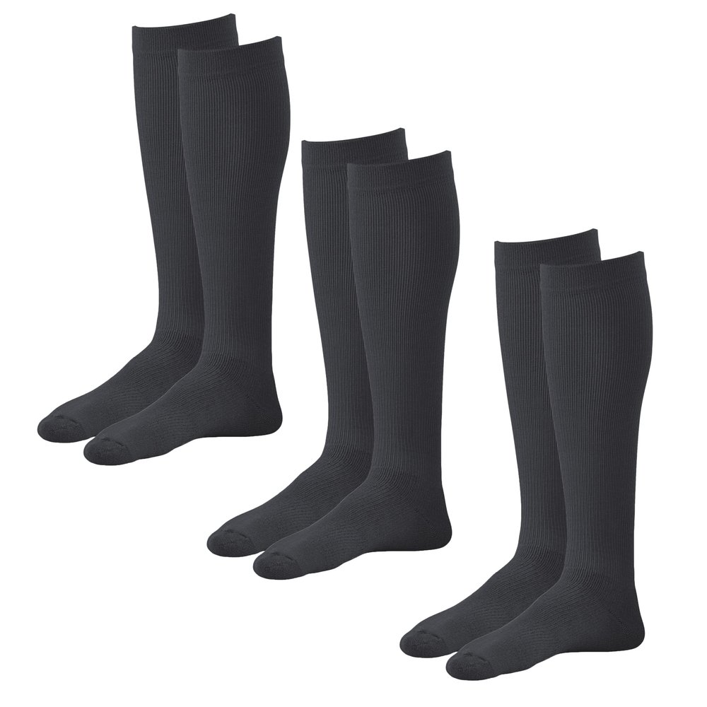 Ames Walker 15-20 mmHg Coolmax Knee High Compression Socks 3-Pack Black XX-Large