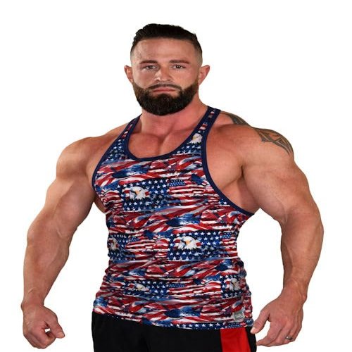 Crazee Wear Stringer Tank Top with Flag Freedom Design