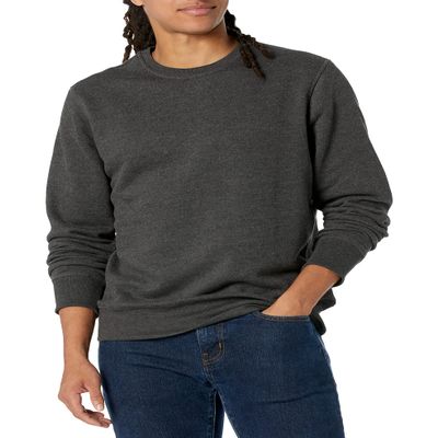 Amazon Essentials Men's Crewneck Fleece Sweatshirt Sweater, -Charcoal Heather, X-Small