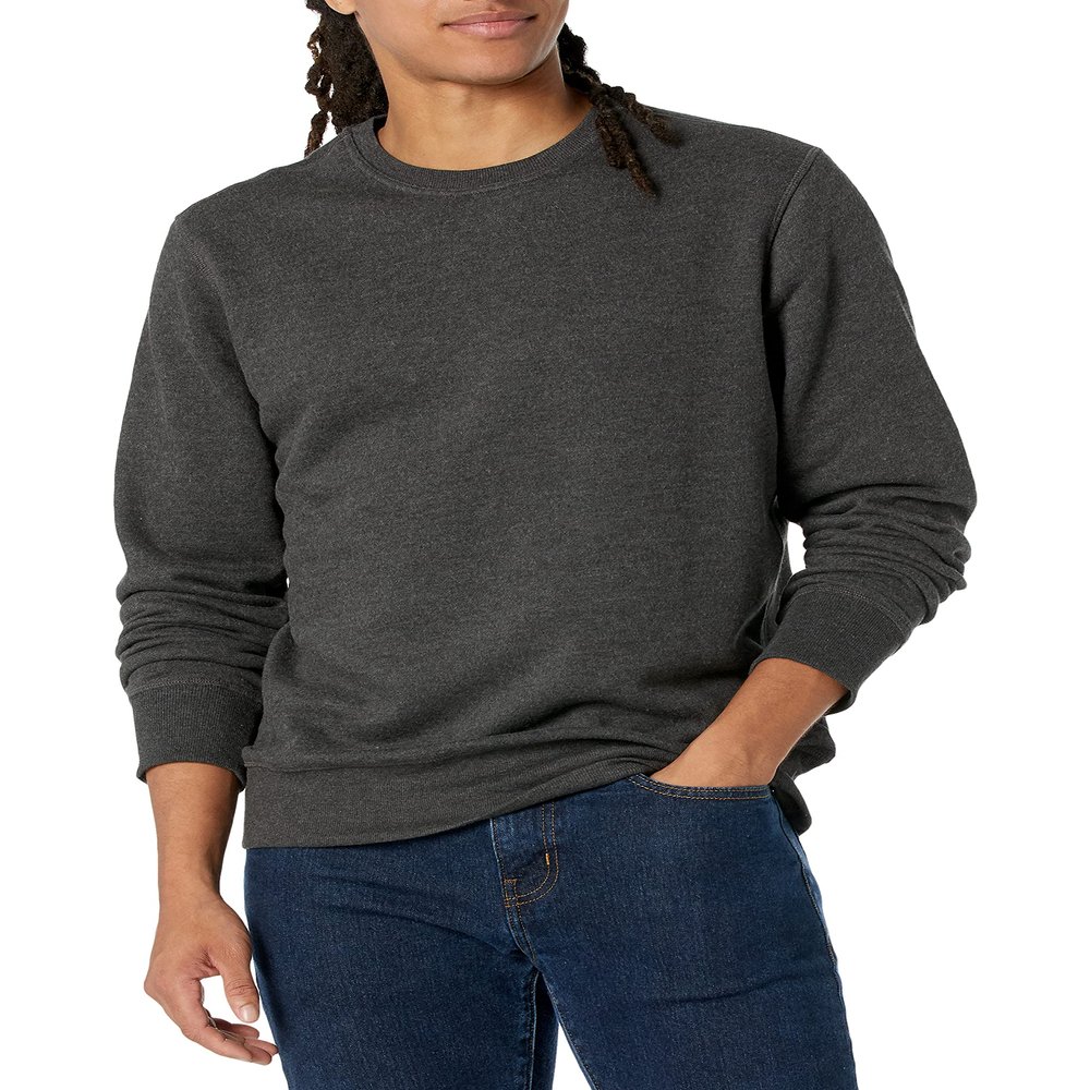Amazon Essentials Men's Crewneck Fleece Sweatshirt Sweater, -Charcoal Heather, X-Small