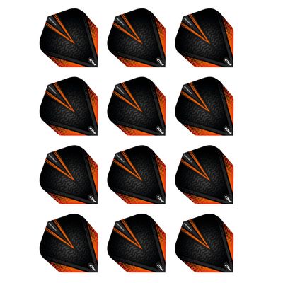 RED DRAGON Hardcore Radical Black & Orange Extra Thick Standard Dart Flights - 4 Sets Per Pack (12 Dart Flights in Total)