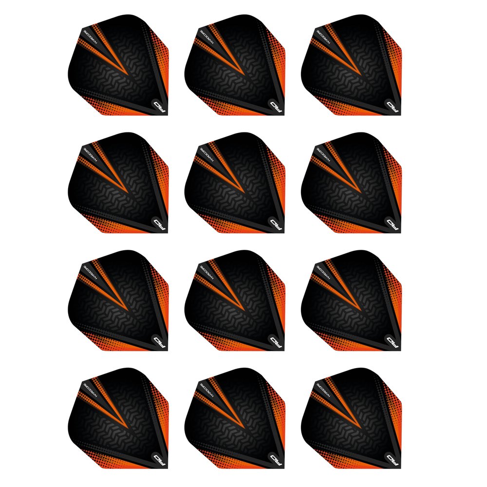 RED DRAGON Hardcore Radical Black & Orange Extra Thick Standard Dart Flights - 4 Sets Per Pack (12 Dart Flights in Total)