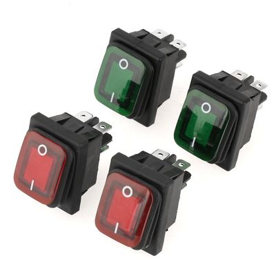 4 Pcs/Set Red Green Light DPST ON-Off Snap in Boat Rocker Switch 4 Pin 2 Position Red Green Lamp Rocker Switch 220V Rated Voltage
