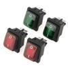 4 Pcs/Set Red Green Light DPST ON-Off Snap in Boat Rocker Switch 4 Pin 2 Position Red Green Lamp Rocker Switch 220V Rated Voltage view 1