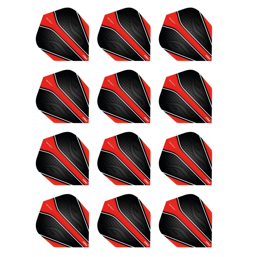 Hardcore Radical Black & Red Extra Thick Standard Dart Flights - 4 Sets Per Pack (12 Dart Flights in Total)