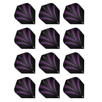 RED DRAGON Hardcore Radical Black & Purple Burst Extra Thick Standard Dart Flights - 4 Sets Per Pack (12 Dart Flights in Total)
