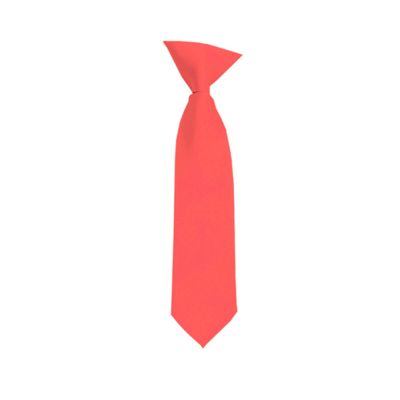 Romario Manzini Solid Color Boy's 11" Clip On Tie Age 3 to 6 Years Old (Coral Rose)