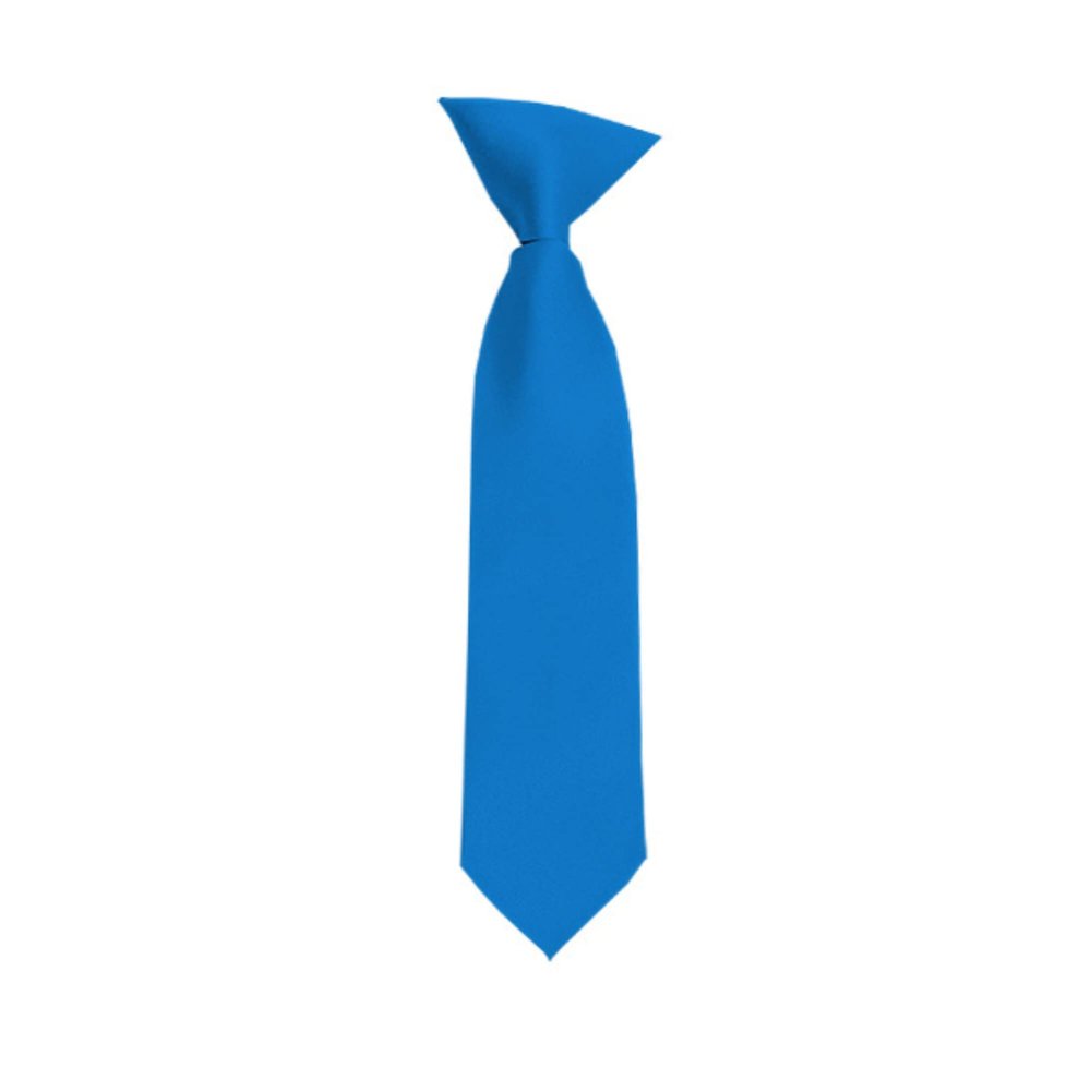 Romario Manzini Solid Color Boy's 11" Clip On Tie Age 3 to 6 Years Old (Peacock Blue)