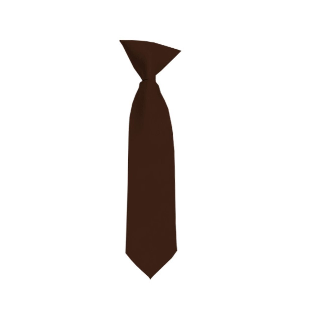 Romario Manzini Solid Color Boy's 11" Clip On Tie Age 3 to 6 Years Old (Brown)