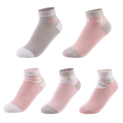 SUNBVE 5 Pack Little Big Girls Adorable Cotton Low Cut Socks