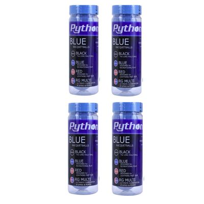 Python 3 Ball Can Blue Racquetballs (Standard Color w/Tournament Quality!) (4-Cans/Packs, 12-Balls)