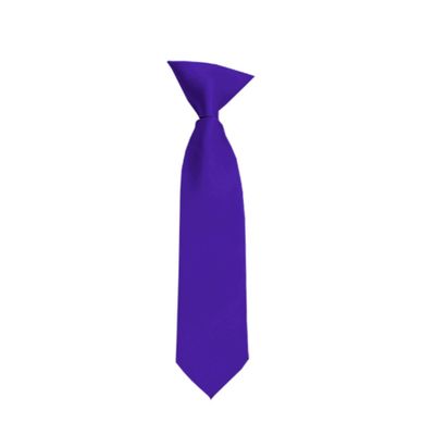 Romario Manzini Solid Color Boy's 11" Clip On Tie Age 3 to 6 Years Old (Deep Purple)