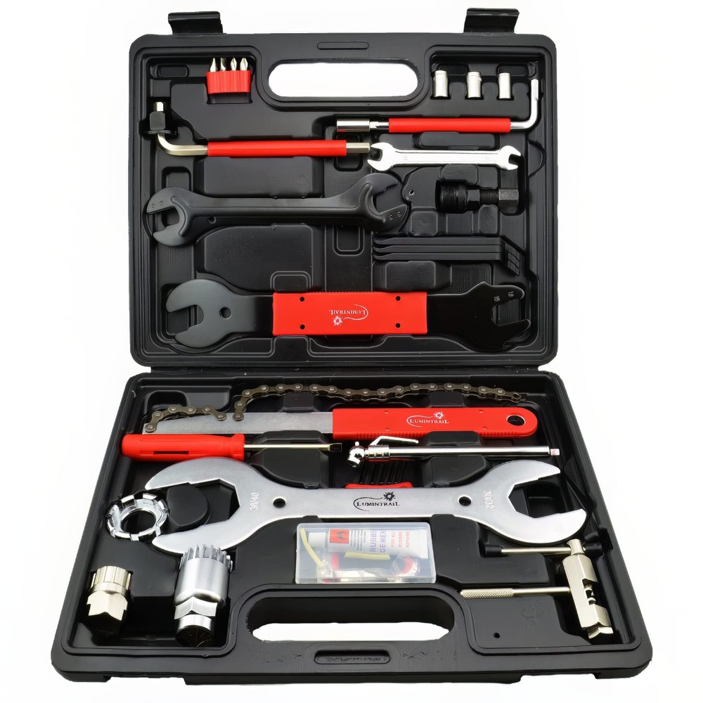 Lumintrail 42 Piece Mountain, Dirt, and Road Bike Repair Tools Kits - Bicycle Maintenance Tool Kit Set with Storage Case