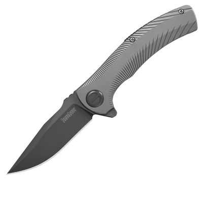 Kershaw Seguin Pocketknife; SpeedSafe Assisted Open, 3.1 Inch Stainless Steel PVD Coated Blade; Bead-Blasted Stainless Steel Handle, EDC, Deep-Carry Pocketclip, Frame Lock, (3490),Black