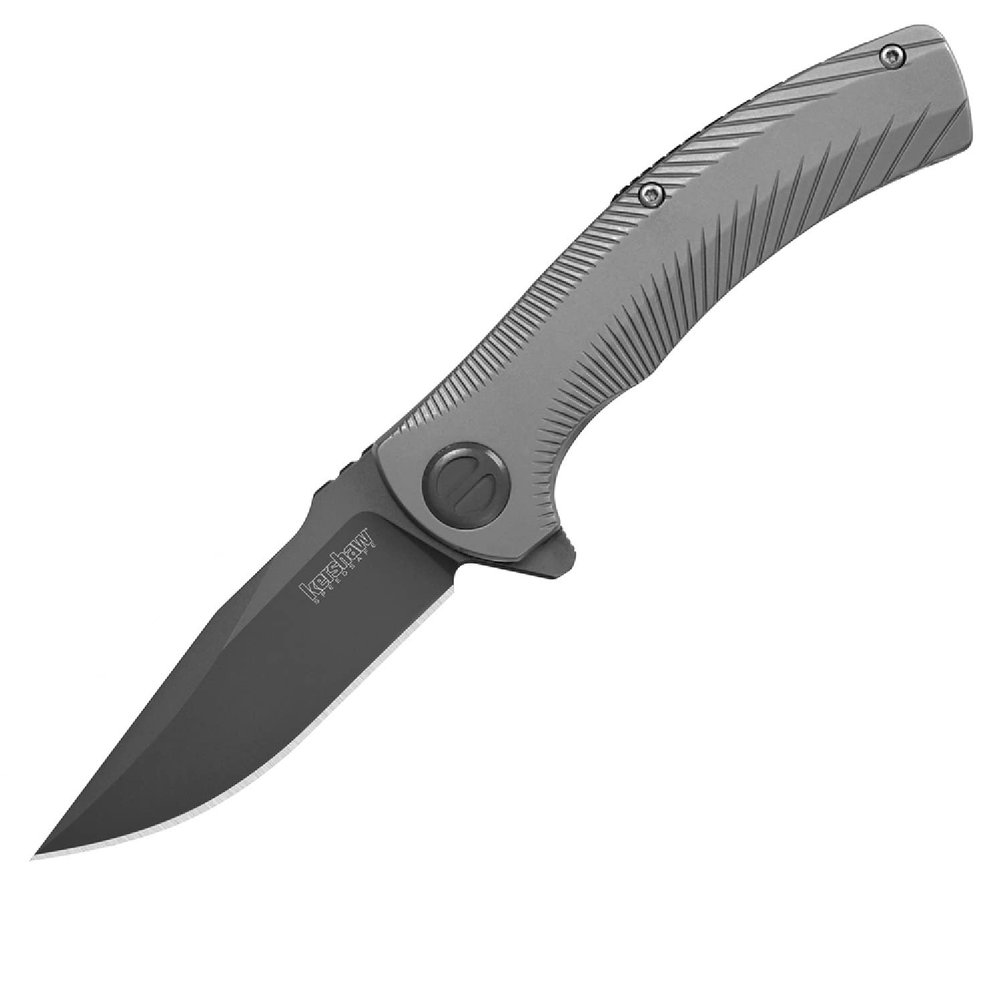 Kershaw Seguin Pocketknife; SpeedSafe Assisted Open, 3.1 Inch Stainless Steel PVD Coated Blade; Bead-Blasted Stainless Steel Handle, EDC, Deep-Carry Pocketclip, Frame Lock, (3490),Black