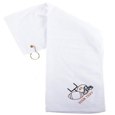 Mato & Hash Custom Embroidered Football Towels, Wholesale Football Cooling Towels - Helmet & Ball - 10PK White CE6900Football S1