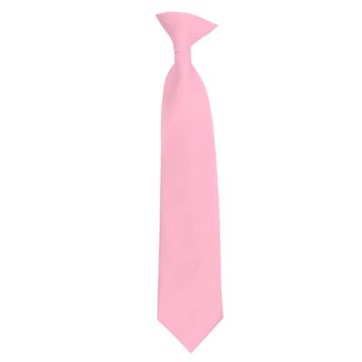 Romario Manzini Solid Color Boy's 14" Clip On Tie Age 7 to 10 Years Old (Pink)