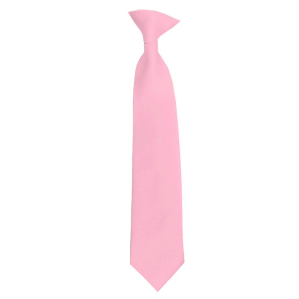 Romario Manzini Solid Color Boy's 14" Clip On Tie Age 7 to 10 Years Old (Pink)