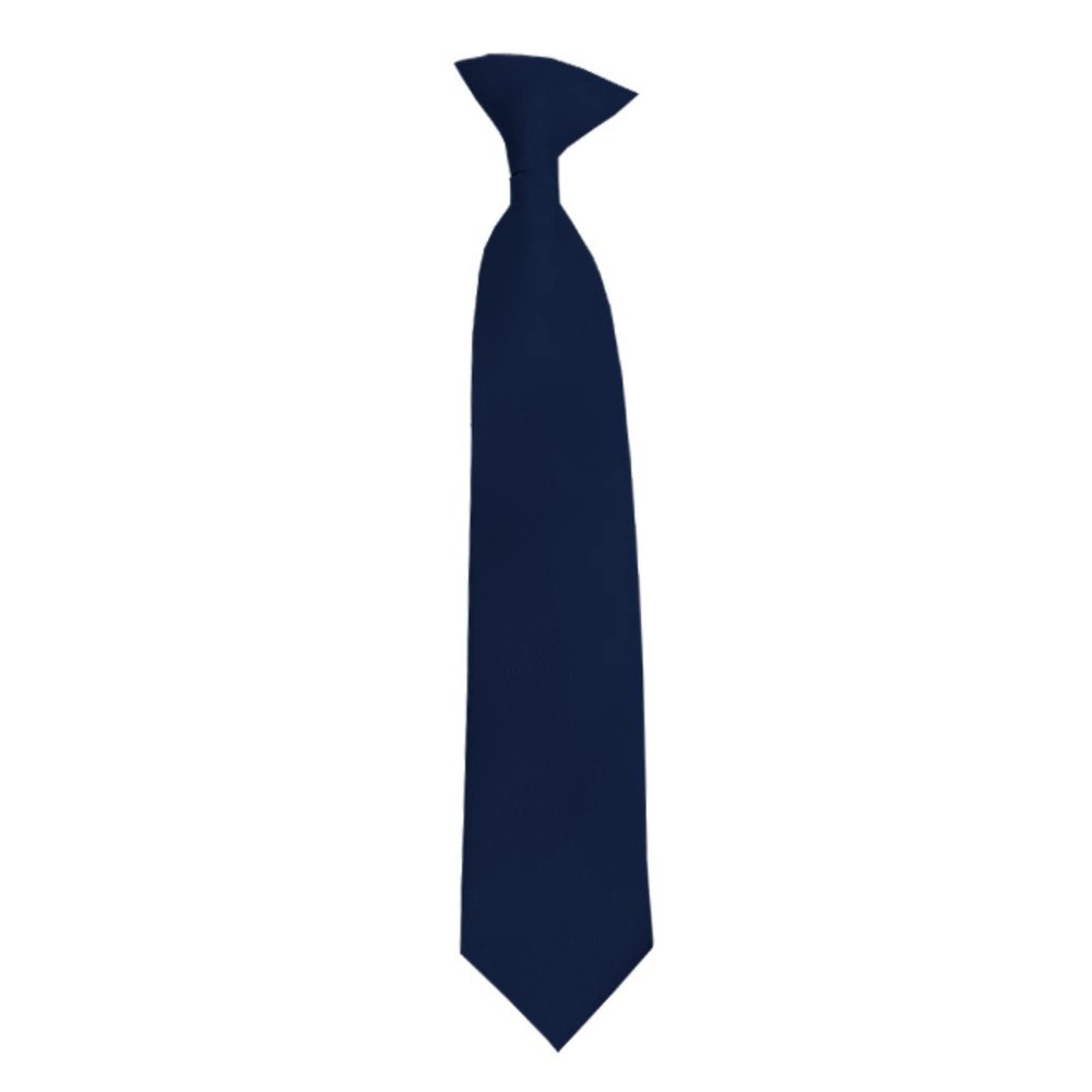 Romario Manzini Solid Color Boy's 14" Clip On Tie Age 7 to 10 Years Old (Navy Blue)