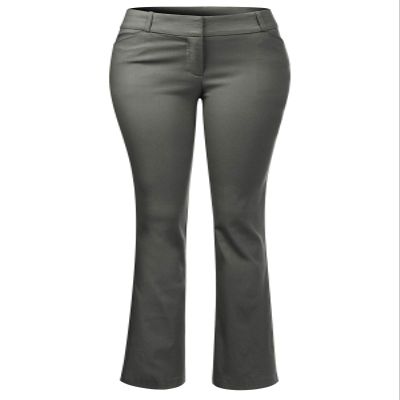 Design by Olivia Women's High Waist Comfy Stretchy Bootcut Trouser Pants Grey 3XL