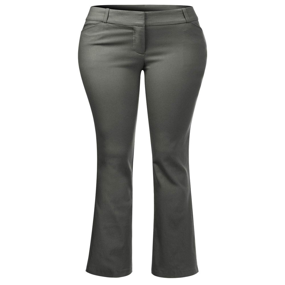 Design by Olivia Women's High Waist Comfy Stretchy Bootcut Trouser Pants Grey 3XL