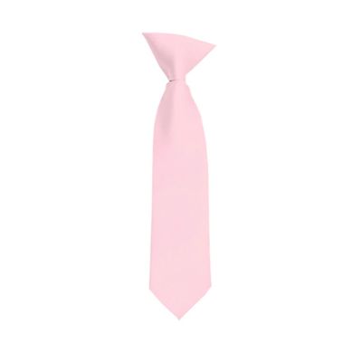 Romario Manzini Solid Color Boy's 11" Clip On Tie Age 3 to 6 Years Old (Light Pink)