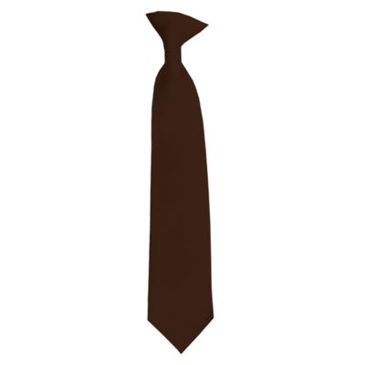 Romario Manzini Solid Color Boy's 14" Clip On Tie Age 7 to 10 Years Old (Brown)