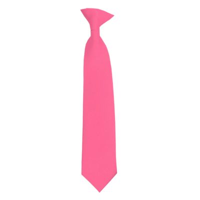 Romario Manzini Solid Color Boy's 14" Clip On Tie Age 7 to 10 Years Old (Hot Pink)