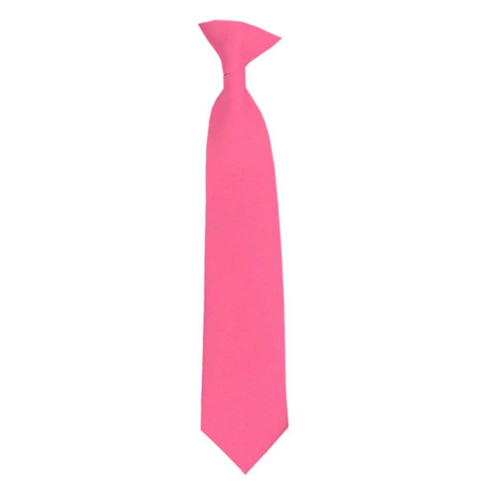 Romario Manzini Solid Color Boy's 14" Clip On Tie Age 7 to 10 Years Old (Hot Pink)