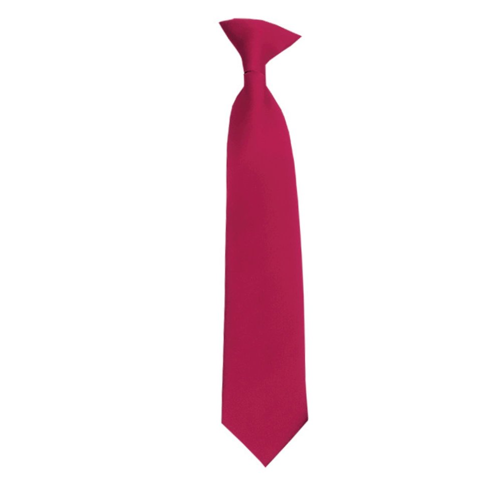 Romario Manzini Solid Color Boy's 14" Clip On Tie Age 7 to 10 Years Old (Raspberry)