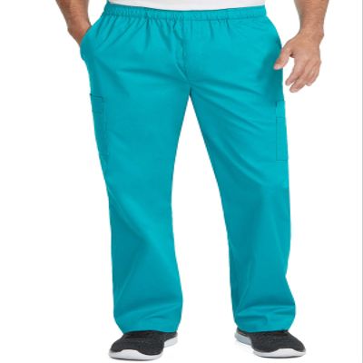 Med Couture Men's 2 Cargo Pocket Scrub Pant, Teal, Small Tall