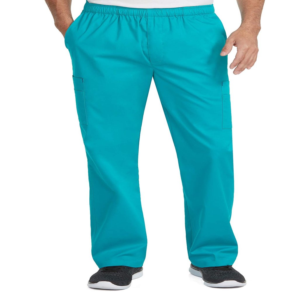 Med Couture Men's 2 Cargo Pocket Scrub Pant, Teal, Small Tall