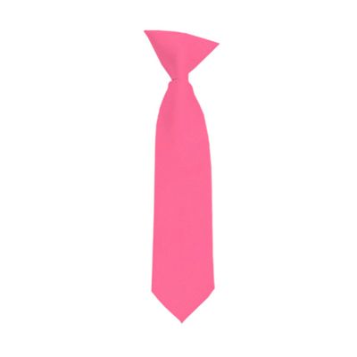 Romario Manzini Solid Color Boy's 11" Clip On Tie Age 3 to 6 Years Old (Hot Pink)