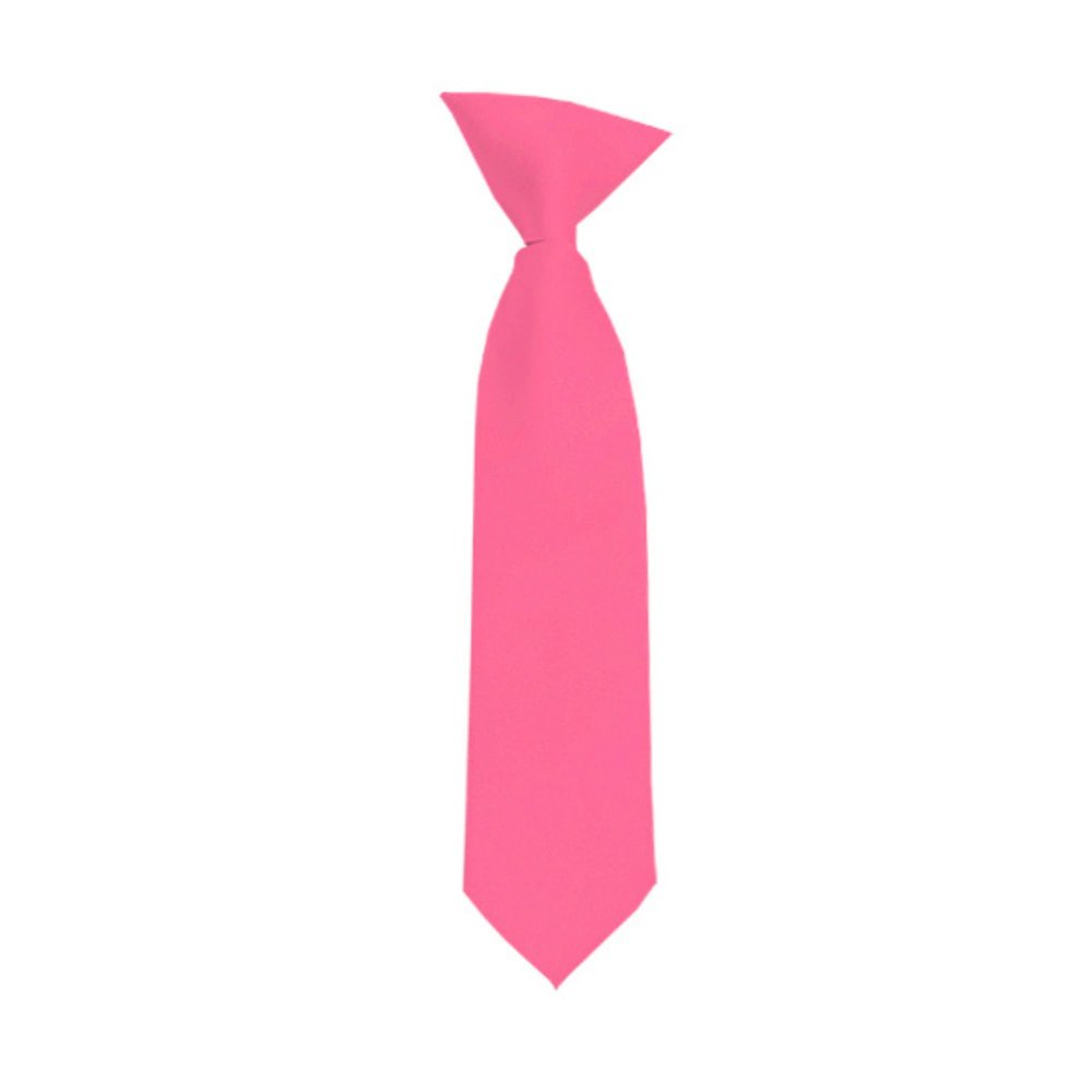 Romario Manzini Solid Color Boy's 11" Clip On Tie Age 3 to 6 Years Old (Hot Pink)
