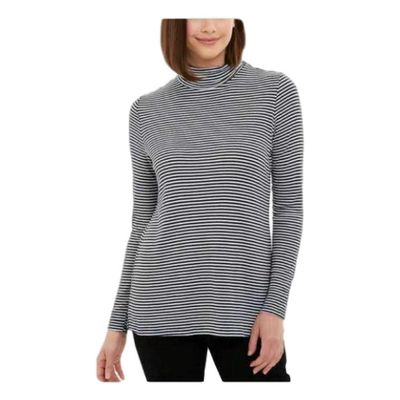 Jones New York Womens Long Sleeve Scrunched Neck Top Small
