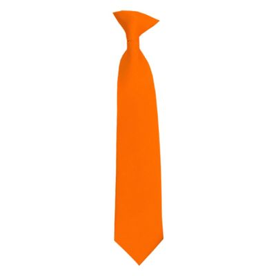 Romario Manzini Solid Color Boy's 14" Clip On Tie Age 7 to 10 Years Old (Orange)