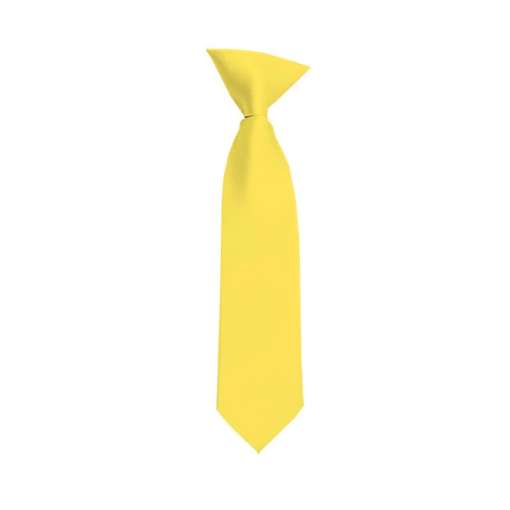 Romario Manzini Solid Color Boy's 11" Clip On Tie Age 3 to 6 Years Old (Light Yellow)