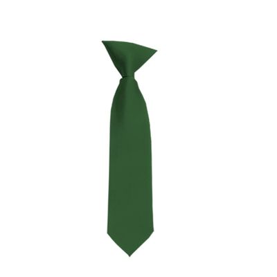 Romario Manzini Solid Color Boy's 11" Clip On Tie Age 3 to 6 Years Old (Forest Green)