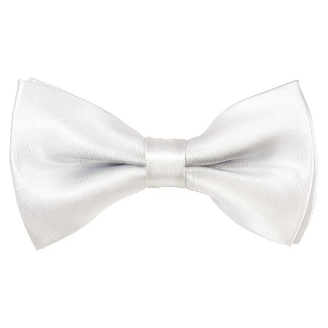 Romario Manzini Solid Men's Pre-Tied Bow Tie (White)