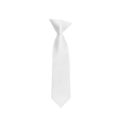 Romario Manzini Solid Color Boy's 11" Clip On Tie Age 3 to 6 Years Old (White)