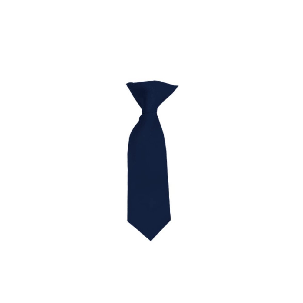 Romario Manzini Solid Color Boy's 8" Clip On Tie (Navy Blue)