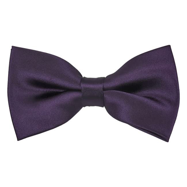 Romario Manzini Solid Men's Pre-Tied Bow Tie (Eggplant)
