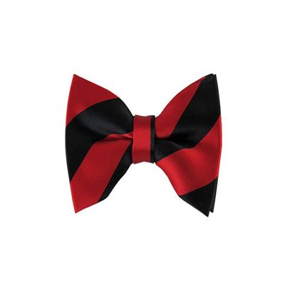 Romario Manzini collegiate Stripe Pre-Tied Bow Tie (Black and Red)