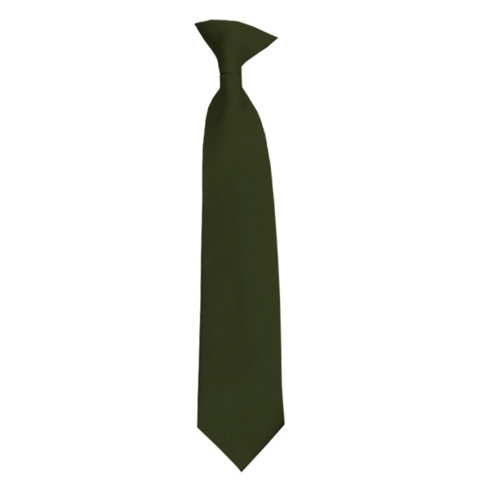 Romario Manzini Solid Color Boy's 14" Clip On Tie Age 7 to 10 Years Old (Hunter Green)