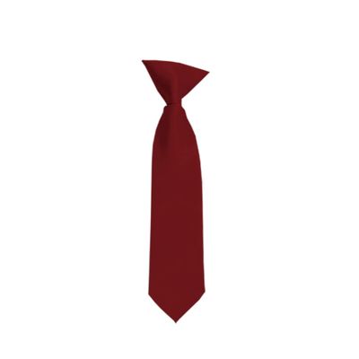 Romario Manzini Solid Color Boy's 11" Clip On Tie Age 3 to 6 Years Old (Burgundy)