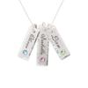 AJ's Collection Unity in Three with Crystal Birthstone Setting Personalized Charm Necklace. Customized Pendants with Names of Your Choice. Choose Up to 3 Birthstones, and 925 Chain. Gifts for Her view 1