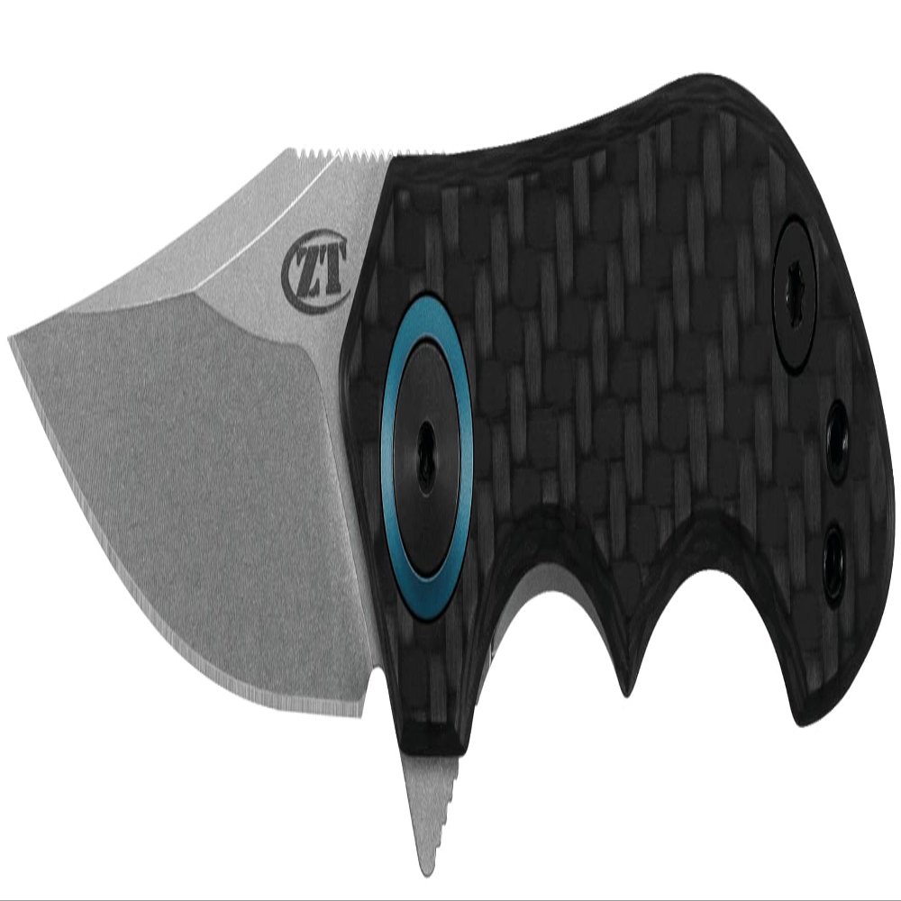 Zero Tolerance and Tim Galyean Pocketknife; 1.8 Inch Premium CPM 20CV Stainless Steel Blade, Carbon Fiber Front with Stonewashed Titanium Back Handle, Pocketclip, Made in The USA (0022)
